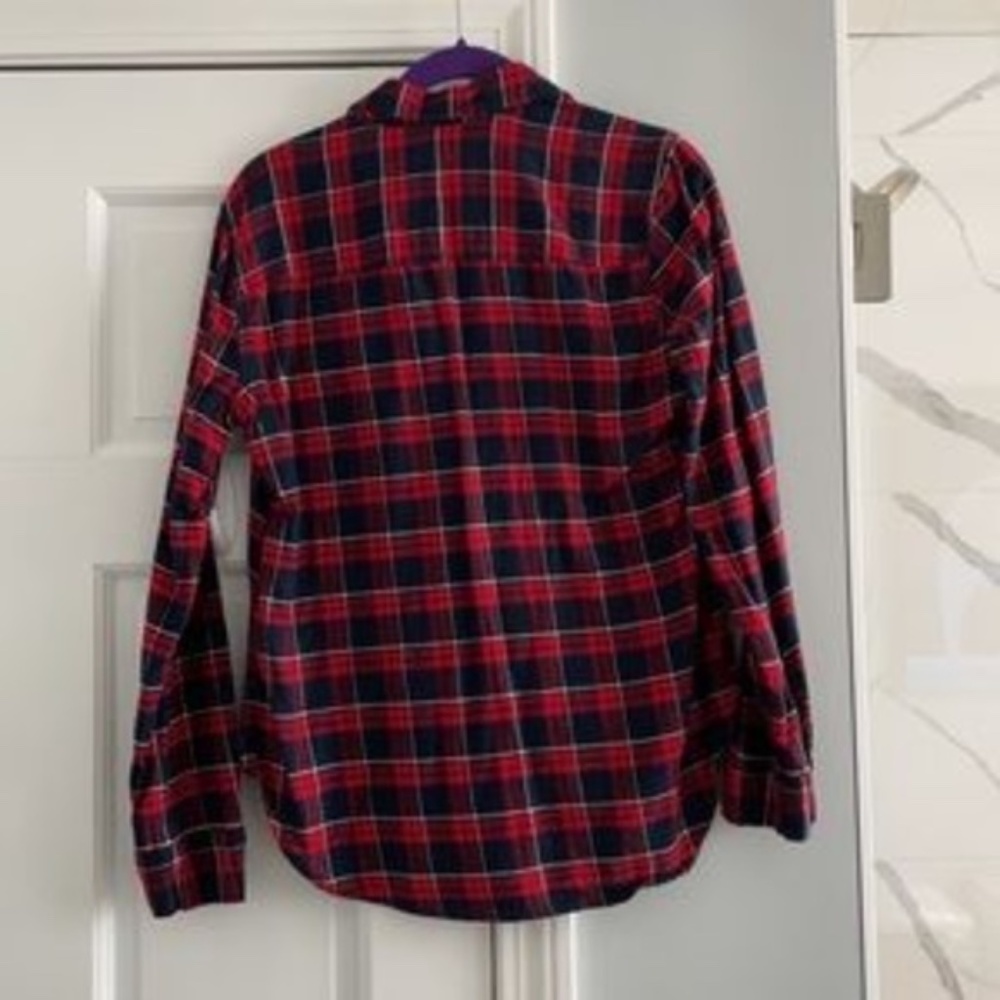 Hollister Red and Blue Plaid Flannel Button-Up Shirt - Picture 6 of 8